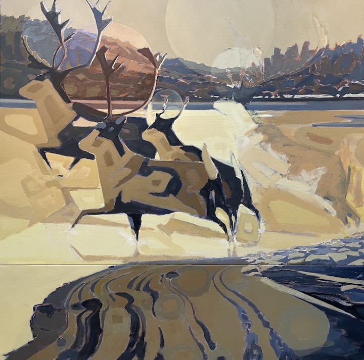Caribou Spirit, acrylic on canvas, 54” x 54”
