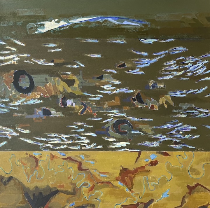 Downstream Journey, acrylic on canvas, 55” x 55”