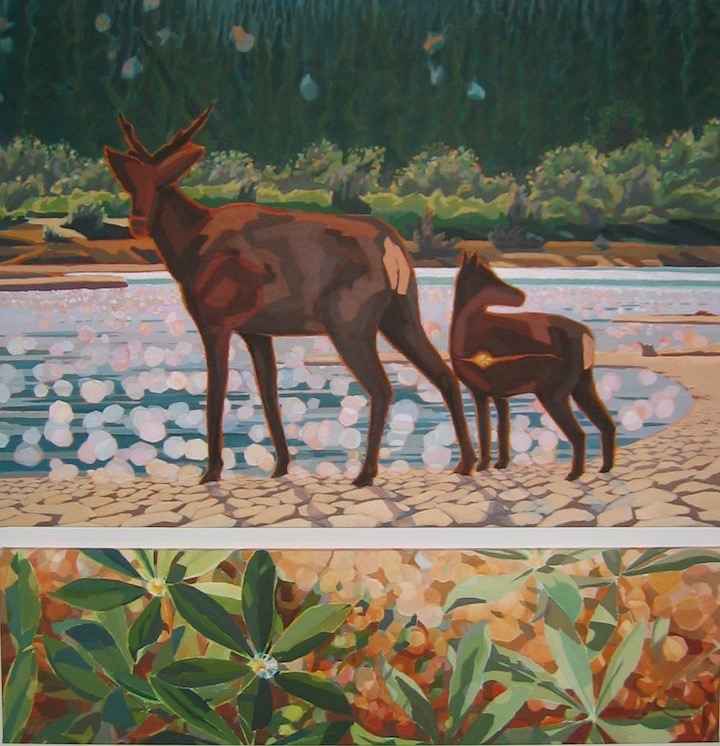Bonnet Plume River: Diamonds and Gold, Yukon, acrylic on canvas, 2 panels, 66
