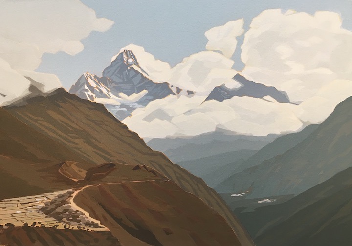 Ama Dablam, Nepal, acrylic on canvas, 24x36 inches
 available at Willock and Sax Gallery, Banff Alberta