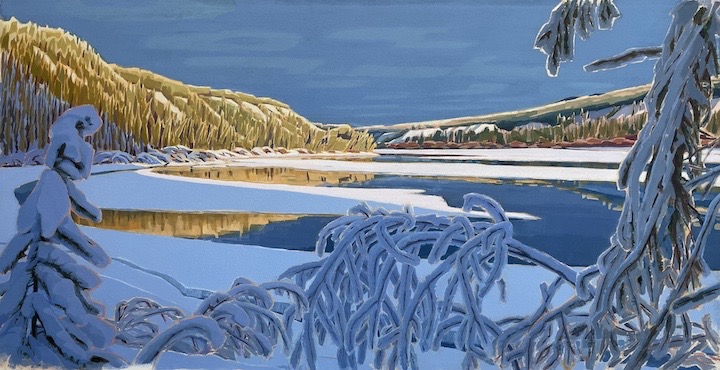 Early Snow Yukon River, acrylic on canvas, 32