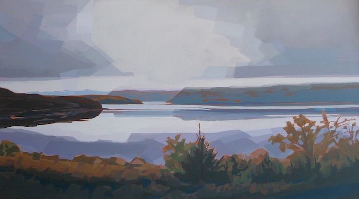 Caught at Woody Point, acrylic on canvas, 30” x 54”