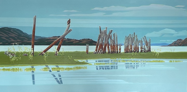 Into Lake Lebarge, arcylic on canvas, 42